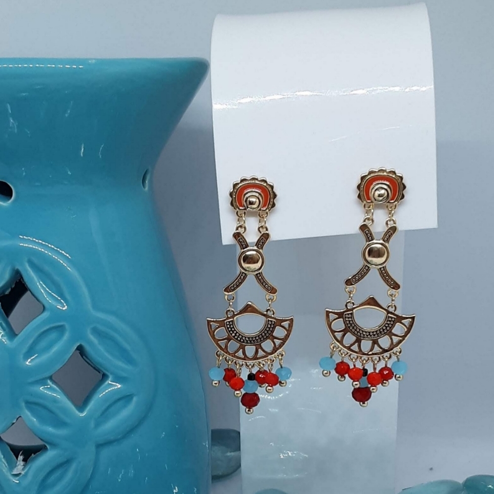 Delicate Alloy Jewelry Medium Size Earrings. Red